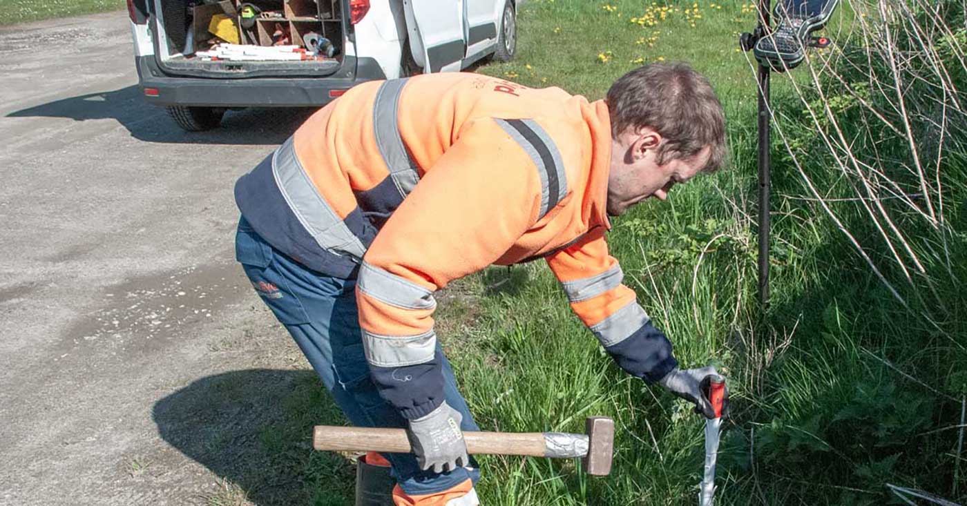 Afsætning af skelpæle havnen i Esbjerg